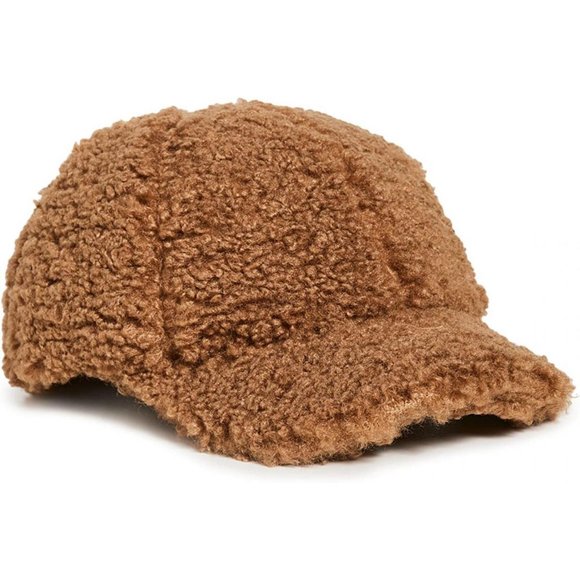 NWT Apparis Rumi Faux Sherpa Shearling Baseball Hat Cap Camel Brown One Size - Picture 1 of 8